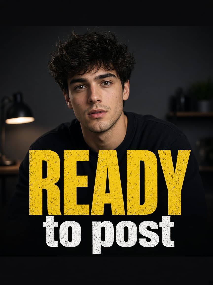 Finished vertical video with the words READY to post burned into the picture