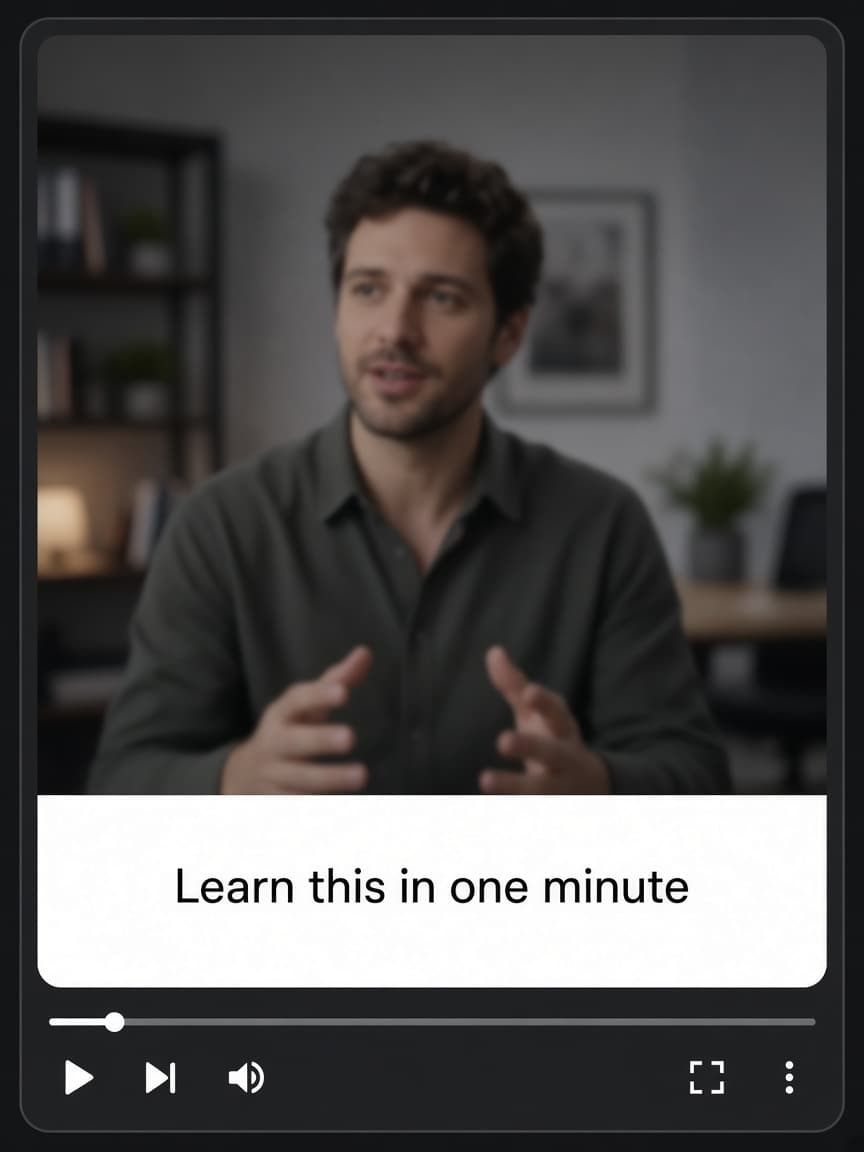 Clean white caption bar on a talking-head lesson